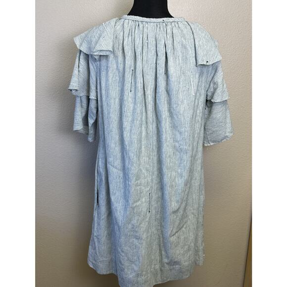Mirth Hand Made Edition dress Blue White Cotton Stripe Boho Coquette Cottagecore - Picture 5 of 11